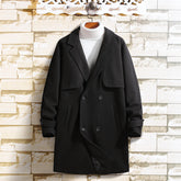 Double Breasted Wool Mid-length Woolen Coat For Men